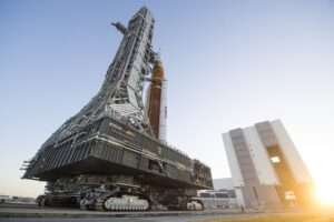 Mobile Launcher Rolls to Launch Pad for Artemis II Testing