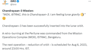 Chandrayaan-3 Successfully Enters Lunar Orbit: A Milestone in India's Space Journey